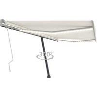 vidaXL Manual Retractable Awning with LED 450x350 cm Cream, Cream