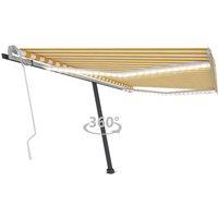 vidaXL Manual Retractable Awning with LED 450x350 cm Yellow and White, Yellow