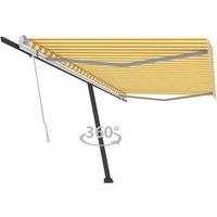 vidaXL Freestanding Manual Retractable Awning 500x350 cm Yellow/White, Yellow