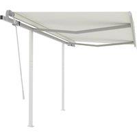 vidaXL Manual Retractable Awning with Posts 3.5x2.5 m Cream, Cream
