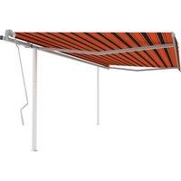 vidaXL Manual Retractable Awning With Posts 4X3 M Orange And Brown, Orange