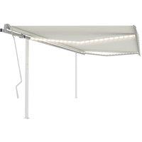 vidaXL Manual Retractable Awning With Led 4X3 M Cream, Cream