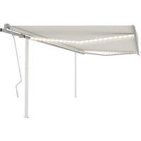 vidaXL Manual Retractable Awning with LED 4x3.5 m Cream, Cream