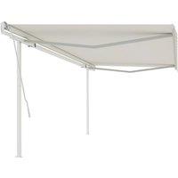 vidaXL Manual Retractable Awning With Posts 5X3.5 M Cream, Cream