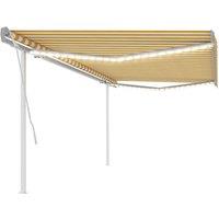 vidaXL Manual Retractable Awning with LED 5x3.5 m Yellow and White, Yellow