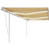 vidaXL Manual Retractable Awning with LED 6x3.5 m Yellow and White, Yellow