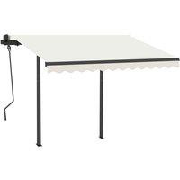 vidaXL Manual Retractable Awning With Led 3X2.5 M Cream, Cream