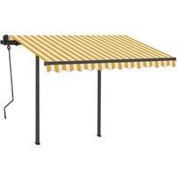 vidaXL Manual Retractable Awning With Led 3X2.5 M Yellow And White, Yellow