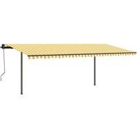 vidaXL Manual Retractable Awning With Posts 3.5X2.5 M Yellow & White, Yellow