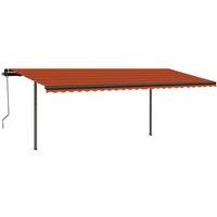 vidaXL Manual Retractable Awning With Posts 3.5X2.5 M Orange And Brown, Orange