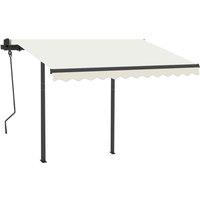 vidaXL Manual Retractable Awning With Led 3.5X2.5 M Cream, Cream
