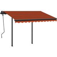 vidaXL Manual Retractable Awning With Led 3.5X2.5 M Orange And Brown, Orange