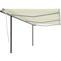 vidaXL Manual Retractable Awning With Posts 6X3 M Cream, Cream