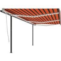 vidaXL Manual Retractable Awning with LED 6x3 m Orange and Brown, Orange