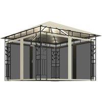 vidaXL Gazebo With Mosquito Net&led String Lights 3X3X2.73 M Cream, Cream