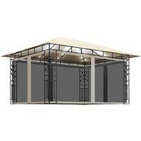 vidaXL Gazebo With Mosquito Net&led String Lights 4X3X2.73 M Cream, Cream