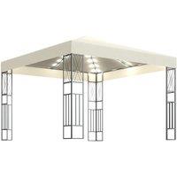 vidaXL Gazebo With Led String Lights 3X3 M Cream Fabric, Cream