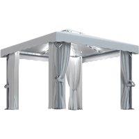vidaXL Gazebo With Curtain&led String Lights 3X3 M Cream & White, Cream