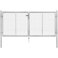 vidaXL Garden Gate Galvanised Steel 306X150cm Silver, Silver