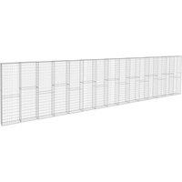 vidaXL Gabion Wall with Covers Galvanised Steel 900x50x200 cm, Silver