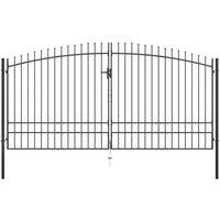 vidaXL Double Door Fence Gate With Spear Top 400X248cm, Black