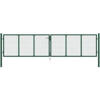 vidaXL Mesh Garden Gate Steel 400X100cm Green, Green