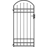 vidaXL Fence Gate With Arched Top Steel 89X200cm Black, Black