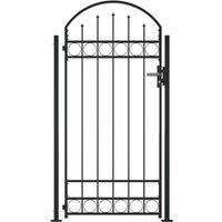 vidaXL Fence Gate w/ Arched Top And 2 Posts 105X204cm Black, Black