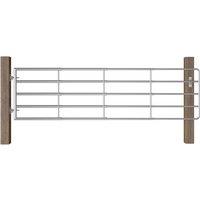 vidaXL 5 Bar Field Gate Steel (115-300)x90cm Silver, Silver