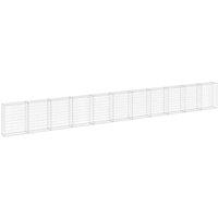 vidaXL Gabion Wall with Covers Galvanised Steel 900x30x100 cm, Silver