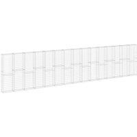 vidaXL Gabion Wall with Covers Galvanised Steel 900x30x200 cm, Silver