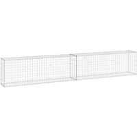 vidaXL Gabion Wall with Covers Galvanised Steel 300x30x50 cm, Silver
