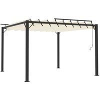 vidaXL Gazebo With Louvered Roof 3X3 M Cream Fabric And Aluminium, Cream