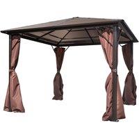vidaXL Gazebo With Curtain Aluminium 300 X 300cm - Brown, Brown