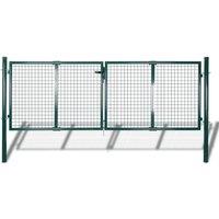 vidaXL Fence Gate Steel 306X150cm Green, Green