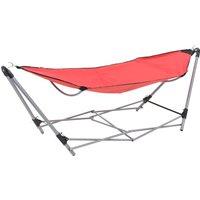 vidaXL Hammock With Foldable Stand - Red, Red