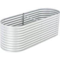 vidaXL Garden Raised Bed 240X80X81cm Galvanised Steel - Silver, Silver