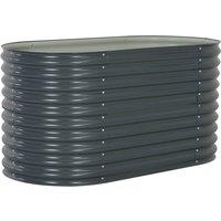 vidaXL Garden Raised Bed 160X80X81cm Galvanised Steel - Grey, Grey