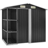 vidaXL Garden Shed With Rack Anthracite 205X130X183cm - Iron Grey, Grey