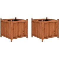 vidaXL Raised Beds 2 Pcs 50X50X50cm Firwood, Brown