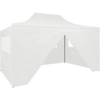 vidaXL Foldable Party Tent with 4 Sidewalls 3x4.5 m White, White