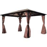 vidaXL Gazebo With Curtain Aluminium 400 X 300cm - Brown, Brown