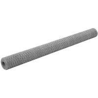 vidaXL Chicken Wire Fence Galvanised Steel 25X1.5 M Silver, Silver