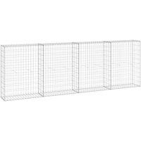 vidaXL Gabion Wall with Covers Galvanised Steel 300x30x100 cm, Silver