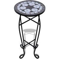 vidaXL Mosaic Side Table Plant Table - Black And White, Black