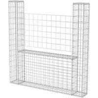 vidaXL Gabion Basket U-Shape Galvanised Steel 160x20x150 cm, Silver