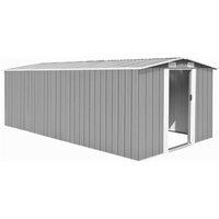 vidaXL Garden Shed 257X489X181cm - Metal Grey, Grey