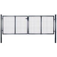 vidaXL Mesh Garden Gate Galvanised Steel 289X100cm Grey, Grey