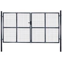 vidaXL Mesh Garden Gate Galvanised Steel 289X175cm Grey, Grey