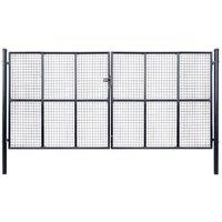 vidaXL Mesh Garden Gate Galvanised Steel 400X200cm Grey, Grey